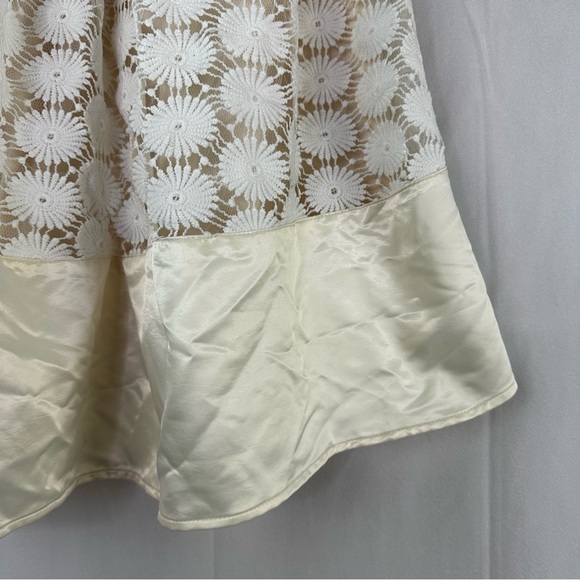 Ryu Floral Lace Midi Skirt Satin Boho Flower Girl Summer A-Line Luxury Medium - Picture 3 of 8